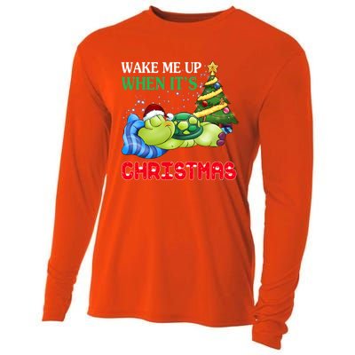 Turtle Christmas Wake Me Up When ItS Christmas Turtle Lover Gift Cooling Performance Long Sleeve Crew