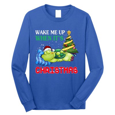 Turtle Christmas Wake Me Up When ItS Christmas Turtle Lover Gift Long Sleeve Shirt