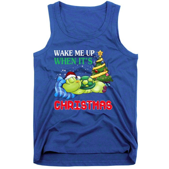 Turtle Christmas Wake Me Up When ItS Christmas Turtle Lover Gift Tank Top