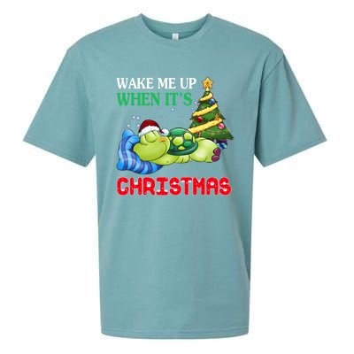 Turtle Christmas Wake Me Up When ItS Christmas Turtle Lover Gift Sueded Cloud Jersey T-Shirt