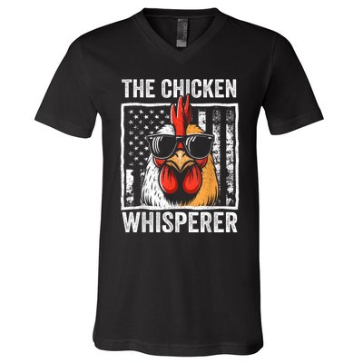 The Chicken Whisperer Farmer Animal Farm Funny V-Neck T-Shirt