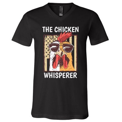 The Chicken Whisperer Farmer Animal Farm Funny V-Neck T-Shirt