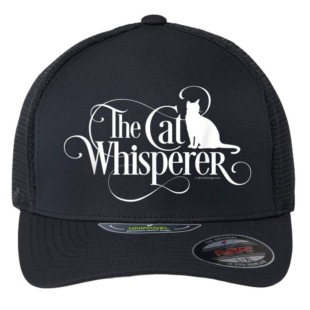 The Cat Whisperer Cat Lover Flexfit Unipanel Trucker Cap