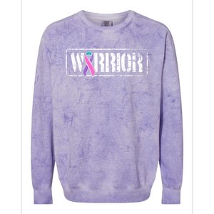 Thyroid Cancer Warrior Gift Military Style Awareness Ribbon Gift Colorblast Crewneck Sweatshirt