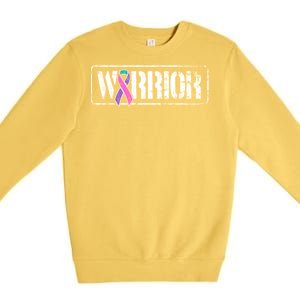 Thyroid Cancer Warrior Gift Military Style Awareness Ribbon Gift Premium Crewneck Sweatshirt