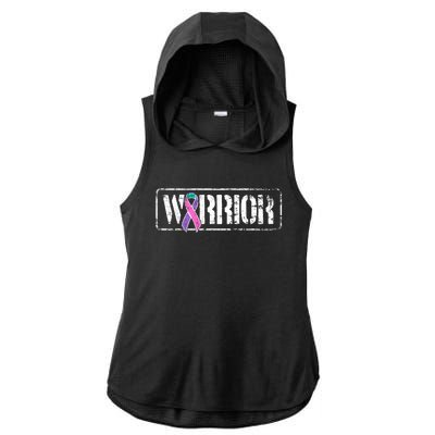 Thyroid Cancer Warrior Gift Military Style Awareness Ribbon Gift Ladies PosiCharge Tri-Blend Wicking Draft Hoodie Tank