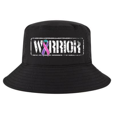 Thyroid Cancer Warrior Gift Military Style Awareness Ribbon Gift Cool Comfort Performance Bucket Hat