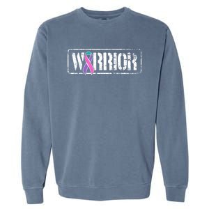 Thyroid Cancer Warrior Gift Military Style Awareness Ribbon Gift Garment-Dyed Sweatshirt