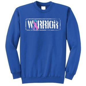 Thyroid Cancer Warrior Gift Military Style Awareness Ribbon Gift Sweatshirt