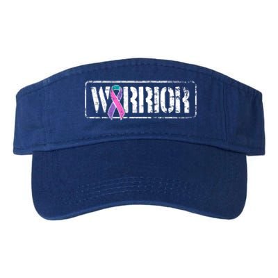 Thyroid Cancer Warrior Gift Military Style Awareness Ribbon Gift Valucap Bio-Washed Visor