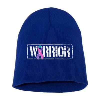 Thyroid Cancer Warrior Gift Military Style Awareness Ribbon Gift Short Acrylic Beanie