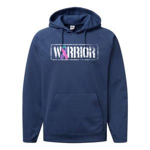 Thyroid Cancer Warrior Gift Military Style Awareness Ribbon Gift Performance Fleece Hoodie