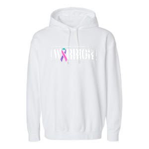 Thyroid Cancer Warrior Gift Military Style Awareness Ribbon Gift Garment-Dyed Fleece Hoodie