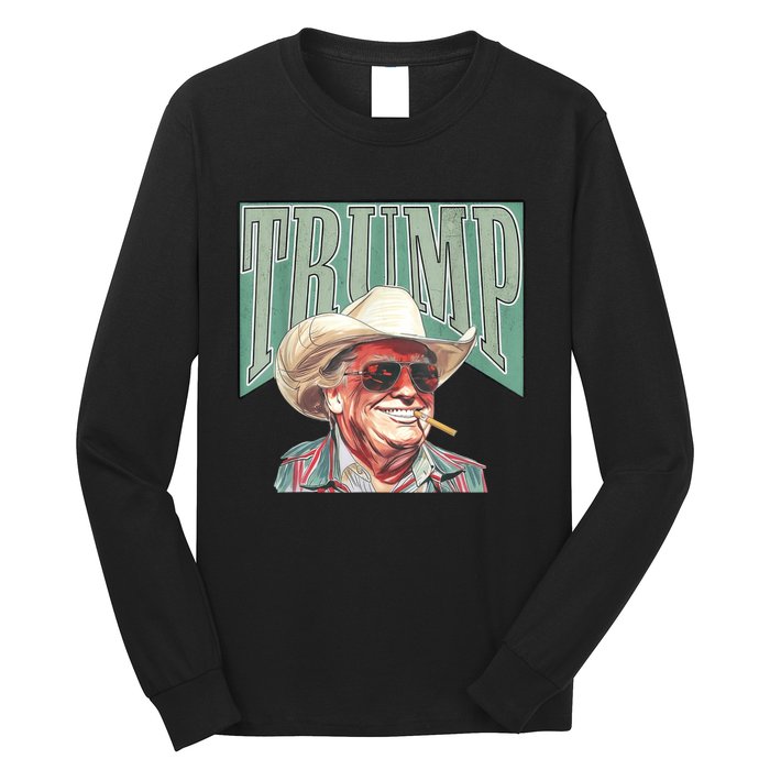 Trump Cowboy Western Make America Great Long Sleeve Shirt