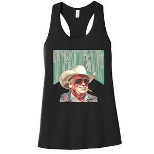 Trump Cowboy Western Make America Great Women's Racerback Tank