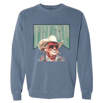 Trump Cowboy Western Make America Great Garment-Dyed Sweatshirt