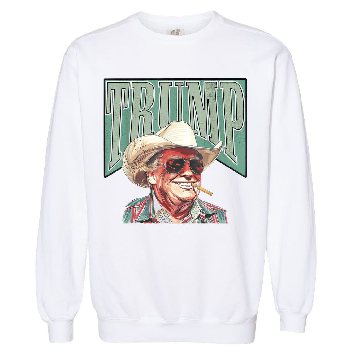 Trump Cowboy Western Make America Great Garment-Dyed Sweatshirt
