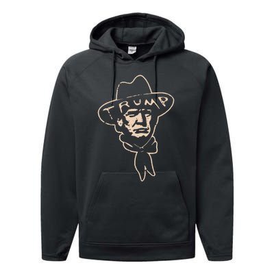 Trump Cowboy Western Donald Trump Performance Fleece Hoodie