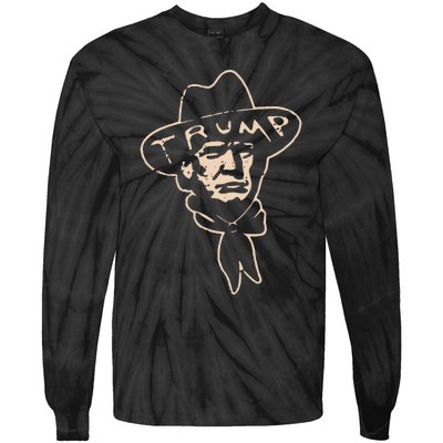 Trump Cowboy Western Donald Trump Tie-Dye Long Sleeve Shirt