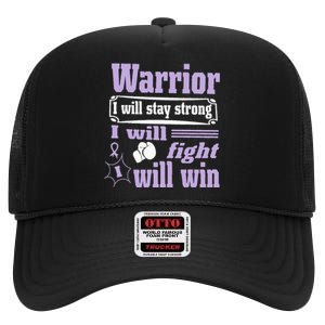 Testicular Cancer Warrior I Will Stay Strong Will Fight Will High Crown Mesh Back Trucker Hat