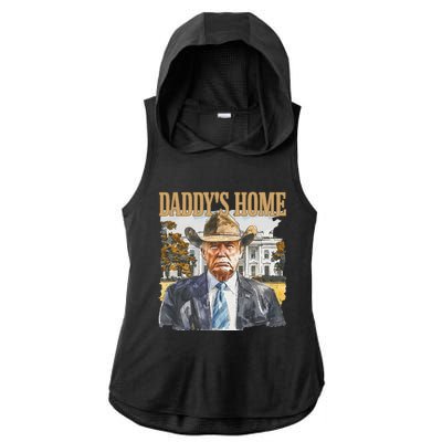 Trump Cowboy Western DaddyS Home Maga Take America Back Ladies PosiCharge Tri-Blend Wicking Draft Hoodie Tank