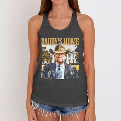 Trump Cowboy Western DaddyS Home Maga Take America Back Women's Knotted Racerback Tank