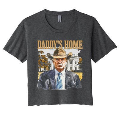 Trump Cowboy Western DaddyS Home Maga Take America Back Women's Crop Top Tee