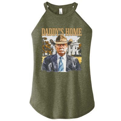 Trump Cowboy Western DaddyS Home Maga Take America Back Women's Perfect Tri Rocker Tank