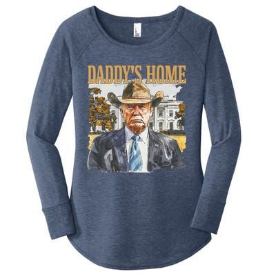 Trump Cowboy Western DaddyS Home Maga Take America Back Women's Perfect Tri Tunic Long Sleeve Shirt