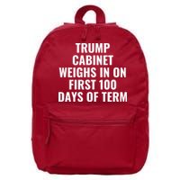 Trump Cabinet Weighs In On First 100 Days Of Term 16 in Basic Backpack