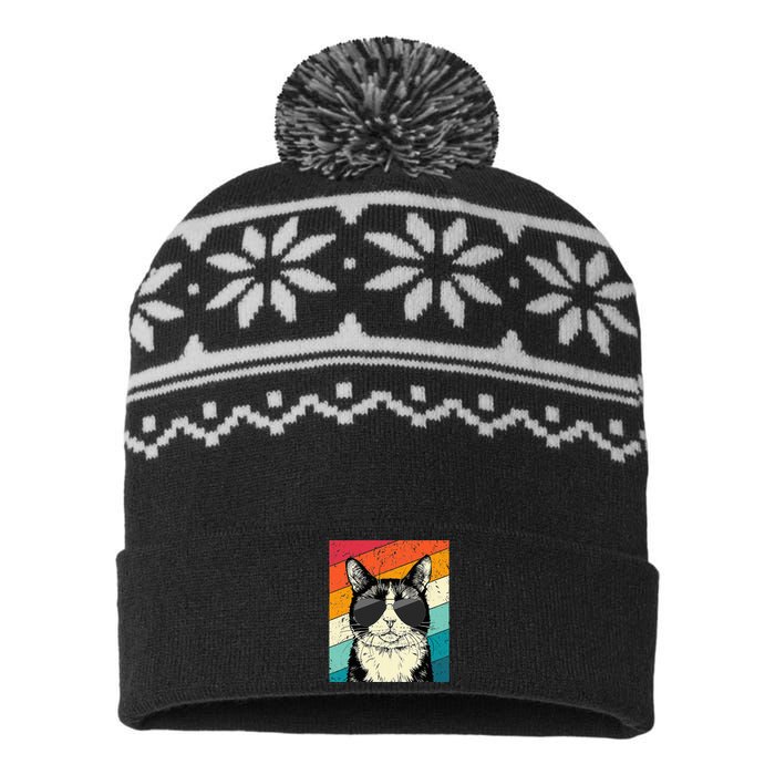 Tuxedo Cat With Sunglasses Cat Lovers USA-Made Snowflake Beanie