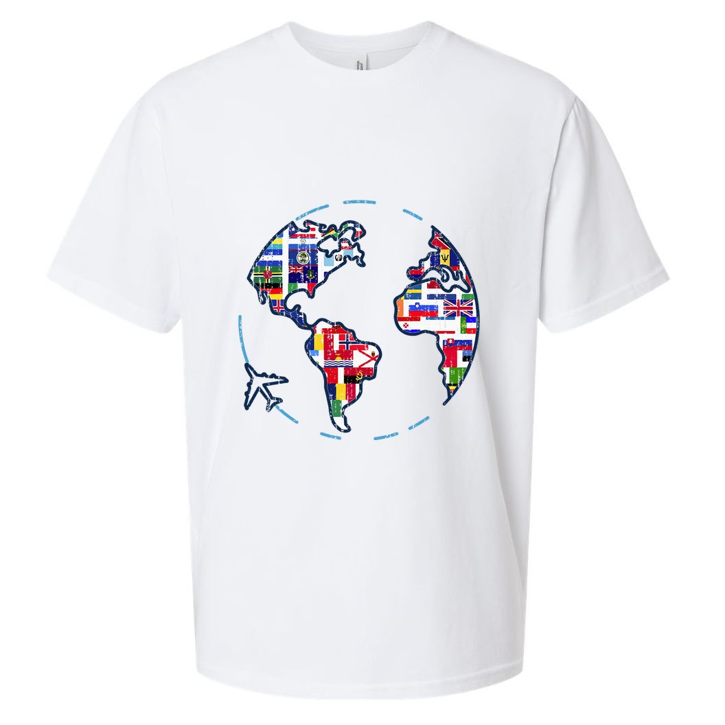 Traveler Countries World Flags International World Map Sueded Cloud Jersey T-Shirt