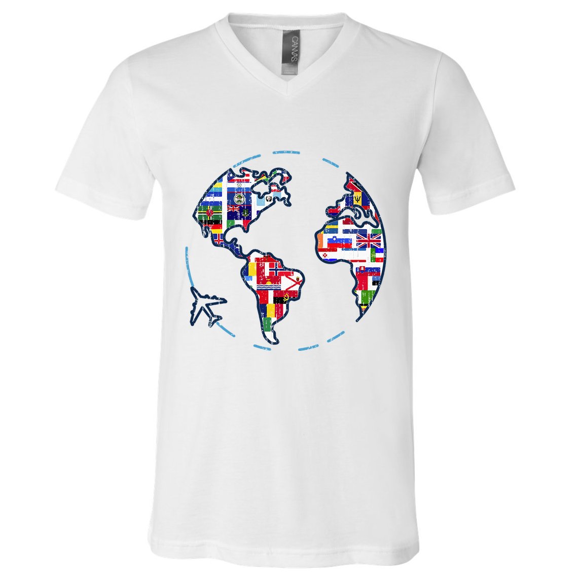 Traveler Countries World Flags International World Map V-Neck T-Shirt