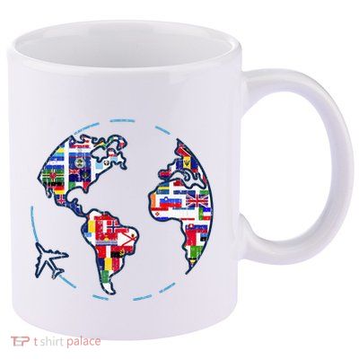Traveler Countries World Flags International World Map 11oz C Handle Ceramic Mug