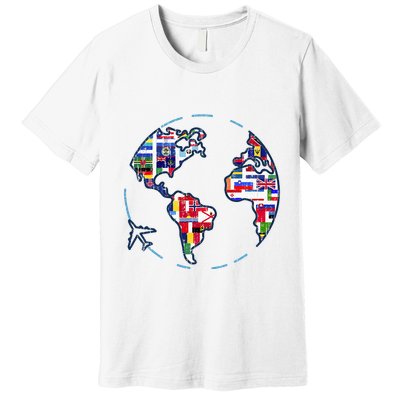 Traveler Countries World Flags International World Map Premium T-Shirt