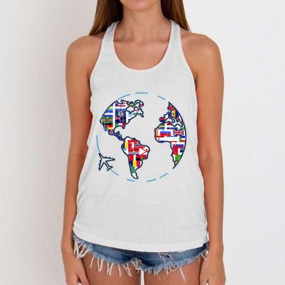 Traveler Countries World Flags International World Map Women's Knotted Racerback Tank