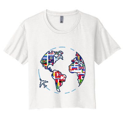 Traveler Countries World Flags International World Map Crop Top