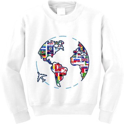 Traveler Countries World Flags International World Map Kids Sweatshirt