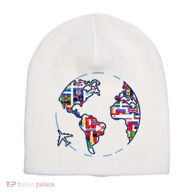 Traveler Countries World Flags International World Map Short Acrylic Beanie