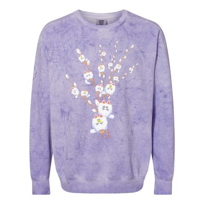 Tree Cat Willow Buds Flowers Tree Colorblast Crewneck Sweatshirt