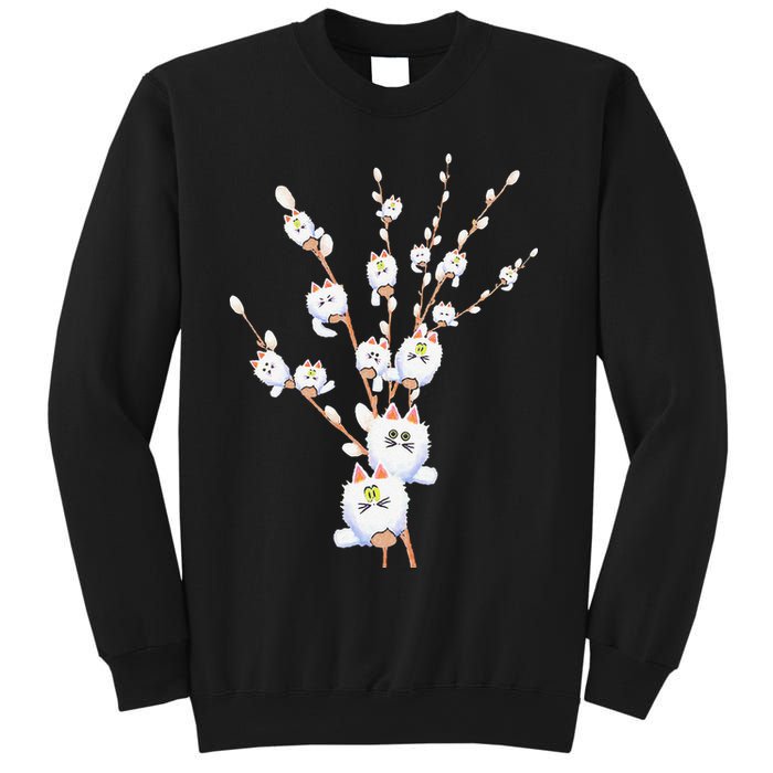 Tree Cat Willow Buds Flowers Tree Sweatshirt