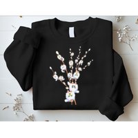 Tree Cat Willow Buds Flowers Tree Sweatshirt