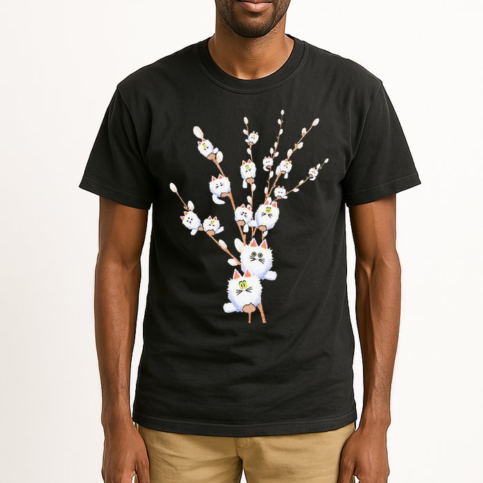 Tree Cat Willow Buds Flowers Tree Tall T-Shirt