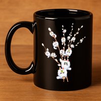 Tree Cat Willow Buds Flowers Tree 11oz C Handle Ceramic Mug