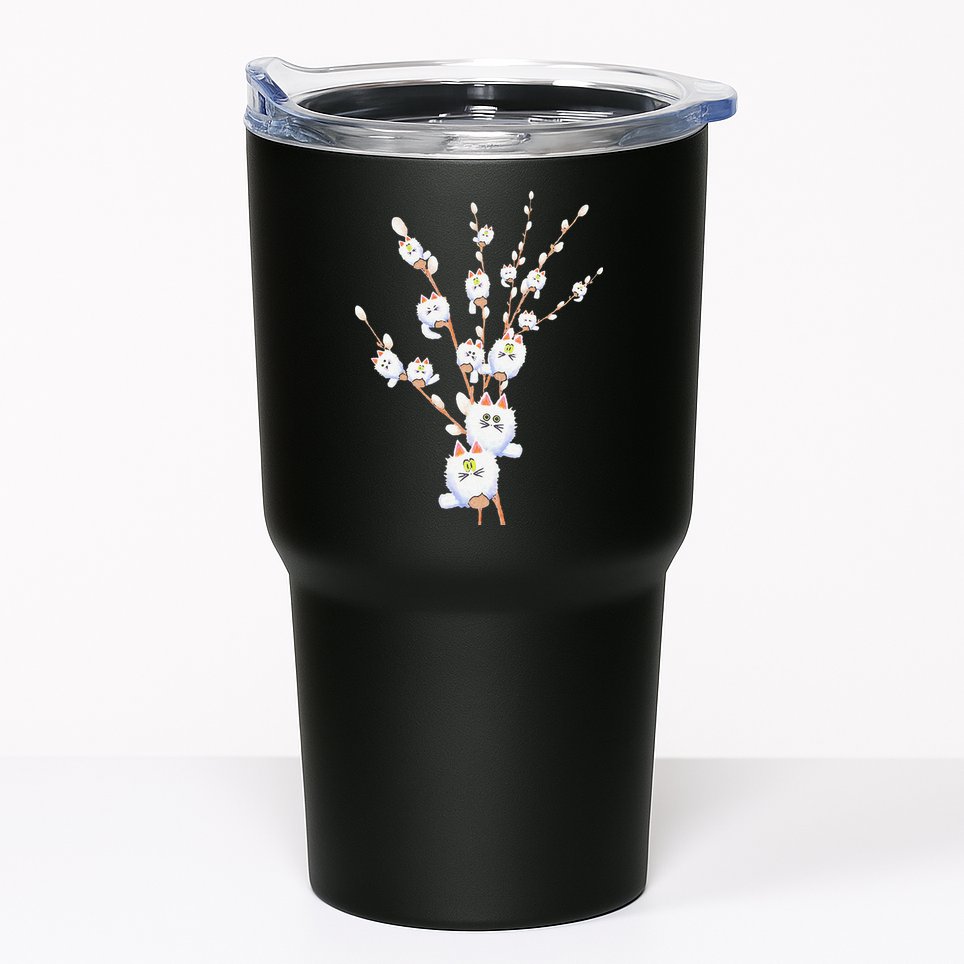 Tree Cat Willow Buds Flowers Tree Tumbler