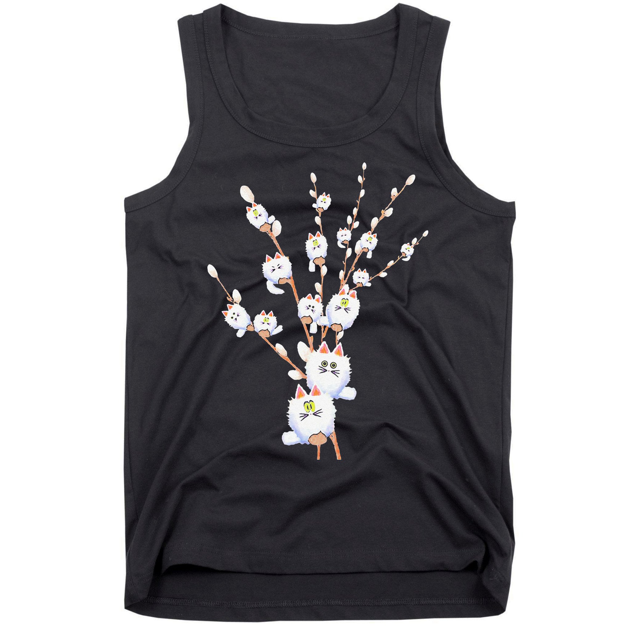 Tree Cat Willow Buds Flowers Tree Tank Top