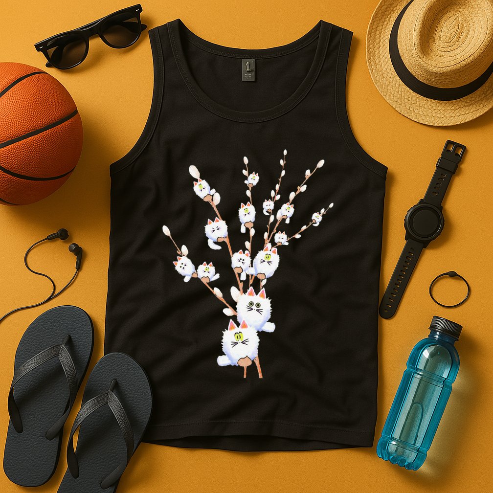 Tree Cat Willow Buds Flowers Tree Tank Top
