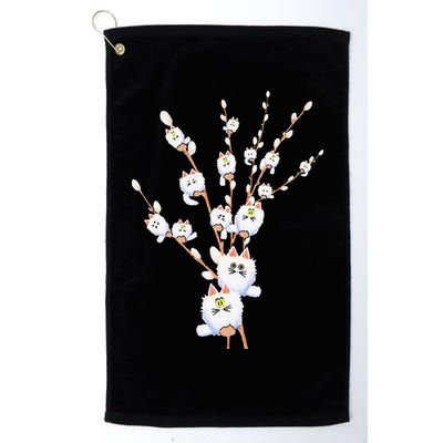 Tree Cat Willow Buds Flowers Tree Golf Towel