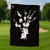 Tree Cat Willow Buds Flowers Tree Golf Towel