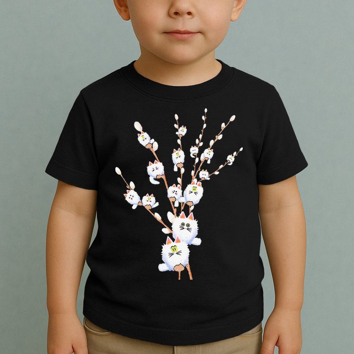 Tree Cat Willow Buds Flowers Tree Toddler T-Shirt